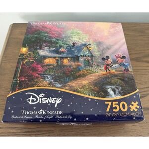 Disney Thomas Kinkade Mickey Minnie Sweet Bridge 750pc Puzzle 24x18 Disney Art